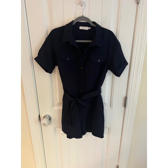 Anthropologie Greylin Delton Utility Navy‎ Blue Structured Romper Sz Small - Picture 2 of 6